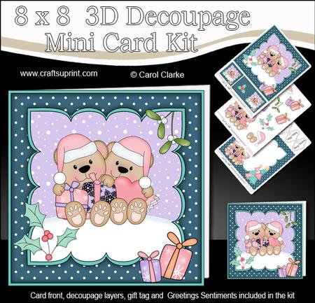 8x8 Christmas Love Livvy Bear Kit 3D Decoupage