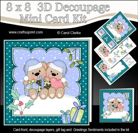 8x8 Christmas Love Livvy Bear Kit 3D Decoupage