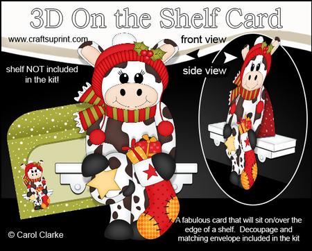 3D on the Shelf Card Kit - Little Christmas Milly Moo Cow