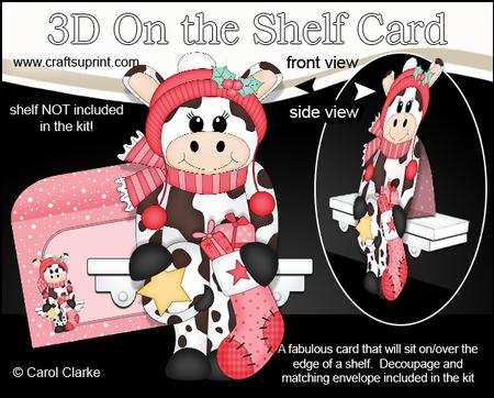 3D on the Shelf Card Kit - Little Christmas Milly Moo Cow