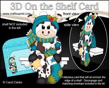 3D on the Shelf Card Kit - Little Christmas Billy Bull