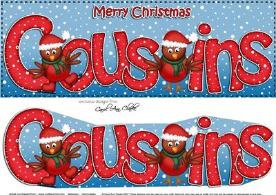 Large Dl Christmas Cousins Robins 3D Decoupage