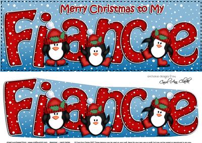 Large Dl Christmas Fiance Penguins 3D Decoupage