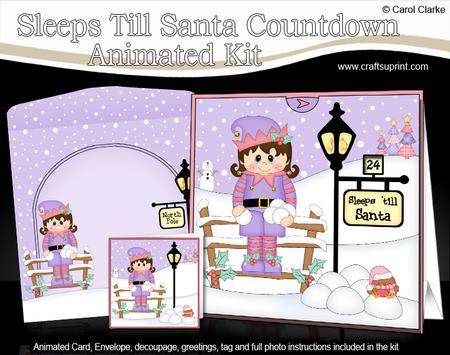 3D Xmas Little Elf Sleeps Till Santa Countdown Card