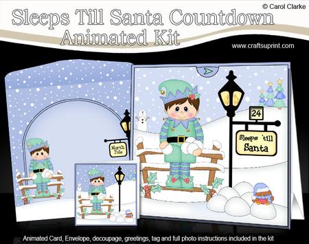 3D Xmas Little Elf Sleeps Till Santa Countdown Card
