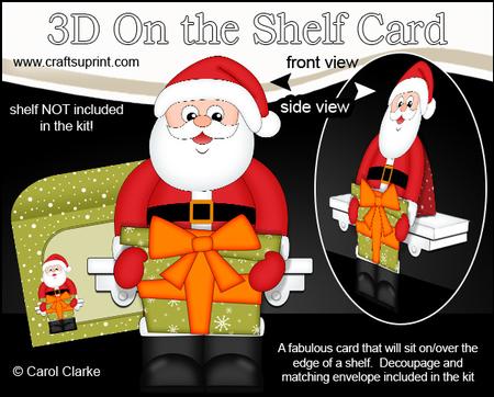 3D on the Shelf Card Kit - Little Christmas Santa Present