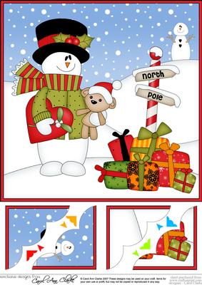 8 x 8 Christmas Snowman Rio Heart Scalloped Corner Topper