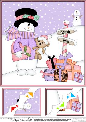 8 x 8 Christmas Snowman Rio Heart Scalloped Corner Topper