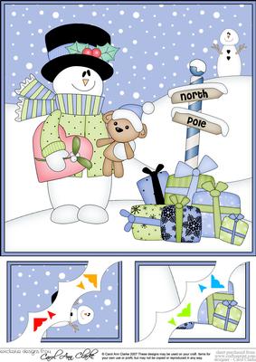 8 x 8 Christmas Snowman Rio Heart Scalloped Corner Topper
