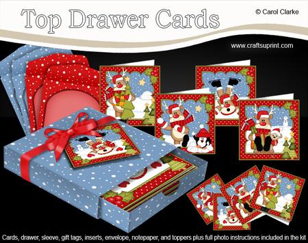 3D Christmas Rudolph Top Drawer Cards Bumper Kit