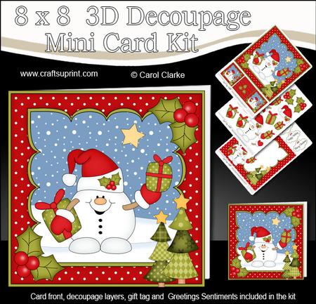 8x8 Christmas Snowball Sam's Presents Mini Kit 3D Decoupage