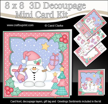 8x8 Christmas Snowball Sam's Presents Mini Kit 3D Decoupage