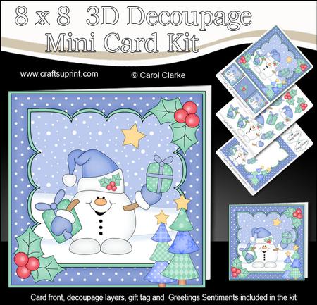 8x8 Christmas Snowball Sam's Presents Mini Kit 3D Decoupage