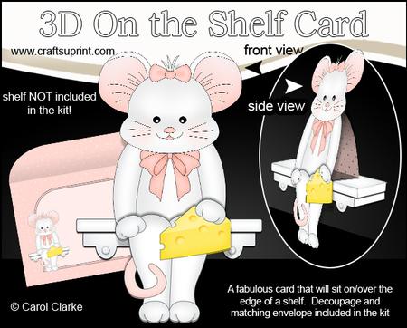 3D on the Shelf Card Kit - Little White Mouse Squeak