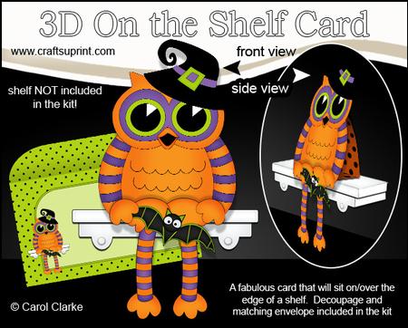 3D on the Shelf Card Kit - Little Halloween Owl Owlvera