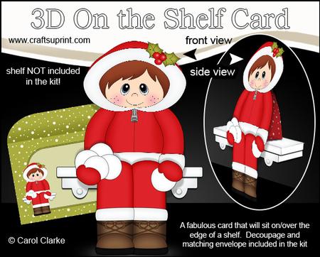 3D on the Shelf Card Kit - Little Christmas Eskimo Boy