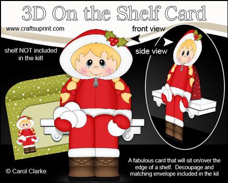 3D on the Shelf Card Kit - Little Christmas Eskimo Girl