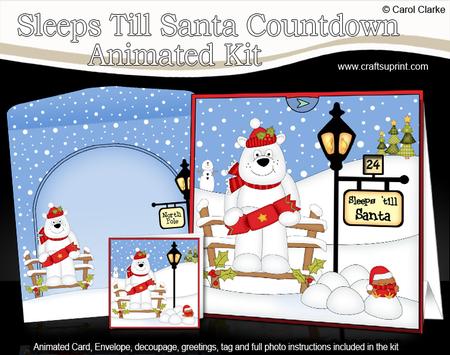 3D Xmas Ben Polar Bear Till Santa Countdown Card