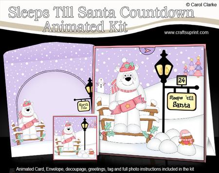 3D Xmas Ben Polar Bear Till Santa Countdown Card