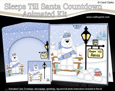 3D Xmas Ben Polar Bear Till Santa Countdown Card