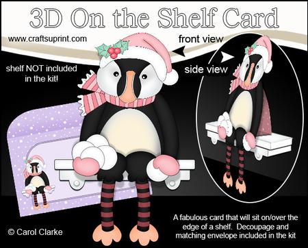 3D on the Shelf Card Kit - Little Christmas Puffin