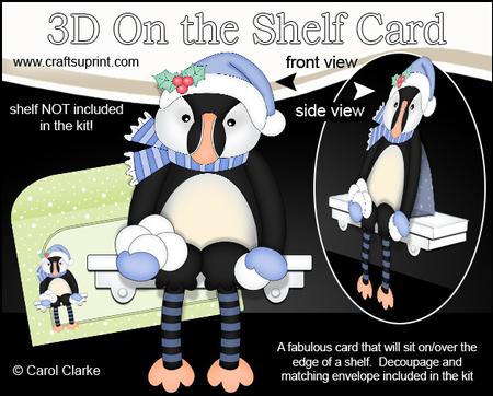 3D on the Shelf Card Kit - Little Christmas Puffin