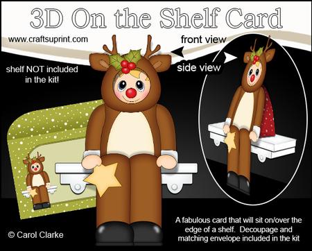 3D on the Shelf Card Kit - Christmas Reindeer Fancy Dress