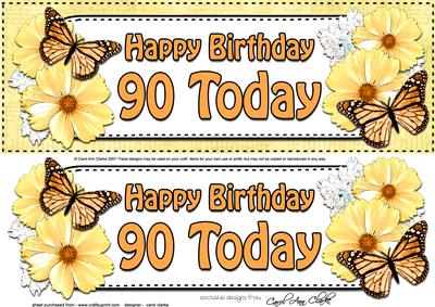 Large Dl 90th Birthday Floral Butterflies 3D Decoupage