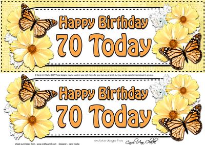 Large Dl 70th Birthday Floral Butterflies 3D Decoupage