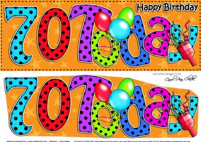 Large Dl 70th Birthday Celebrations Card & 3D Decoupage