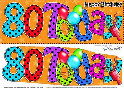 Large Dl 80th Birthday Celebrations Card & 3D Decoupage