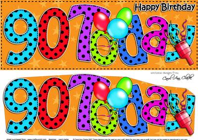 Large Dl 90th Birthday Celebrations Card & 3D Decoupage