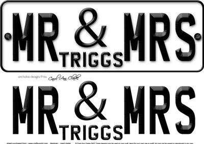 Large Dl Mr & Mrs Triggs Novelty Number Plate 3D Decoupage