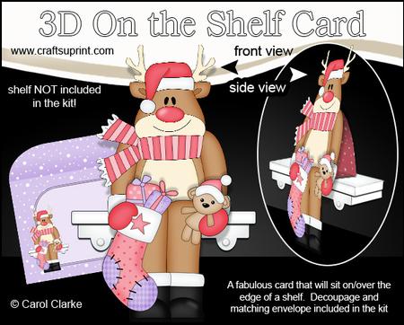 3D on the Shelf Card Kit - Christmas Rudolph's Stocking