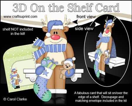 3D on the Shelf Card Kit - Christmas Rudolph's Stocking