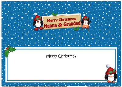 Large Dl Xmas Nanna & Grandad Penguins Signpost Insert