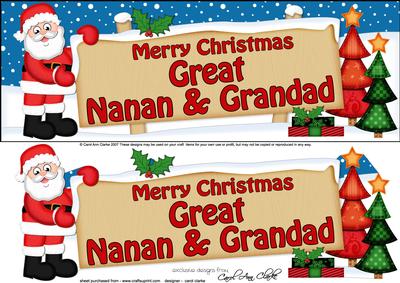 Large Dl Xmas Great Nanan & Grandad Santa Signpost