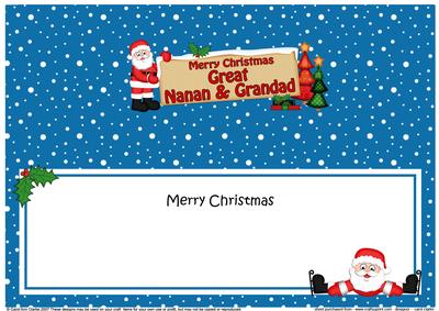 Large Dl Xmas Great Nanan & Grandad Santa Signpost Insert