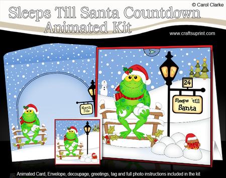 3D Xmas Freddy Frog Sleeps Till Santa Countdown Card