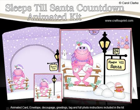 3D Xmas Freya Frog Sleeps Till Santa Countdown Card