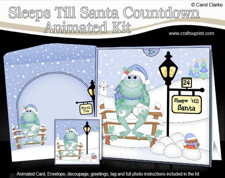 3D Xmas Freddy Frog Sleeps Till Santa Countdown Card