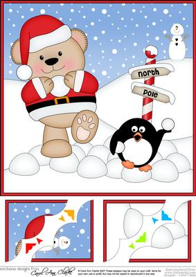8 x 8 Christmas Livvy Bear Snowball Scalloped Corner Topper