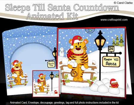 3D Xmas Tinker Tiger Sleeps Till Santa Countdown Card