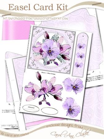 Posy and Pearls Easel Card Kit in Lilac with 3D Decoupage