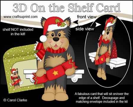 3D on the Shelf Card Kit - Little Christmas Yorkie Dog