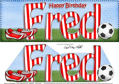 Large Dl Birthday Fred Football 3D Decoupage