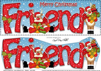 Large Dl Christmas Friend Rudolph 3D Decoupage