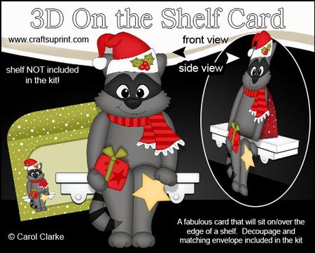 3D on the Shelf Card Kit - Little Christmas Raccoon