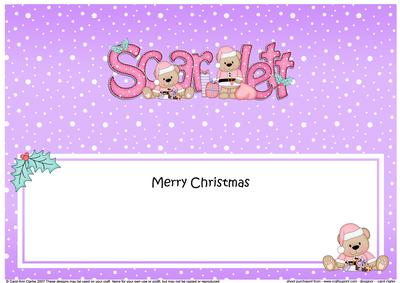 Large Dl Christmas Scarlett Livvy Bear Insert