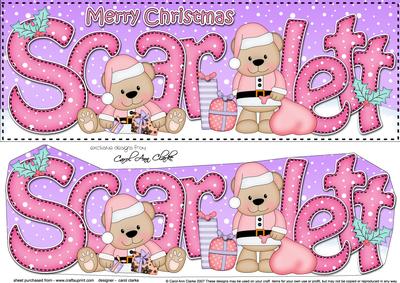 Large Dl Christmas Scarlett Livvy Bear 3D Decoupage